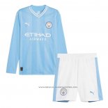 Camiseta Primera Manchester City 23-24 Nino Manga Larga